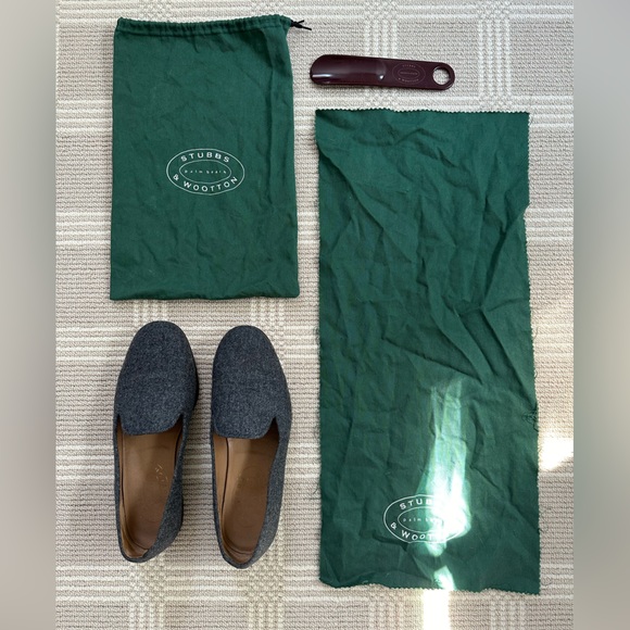 Men's Stubbs & Wootton Gray Flannel Slippers Shoe size 9.5 - Picture 4 of 5